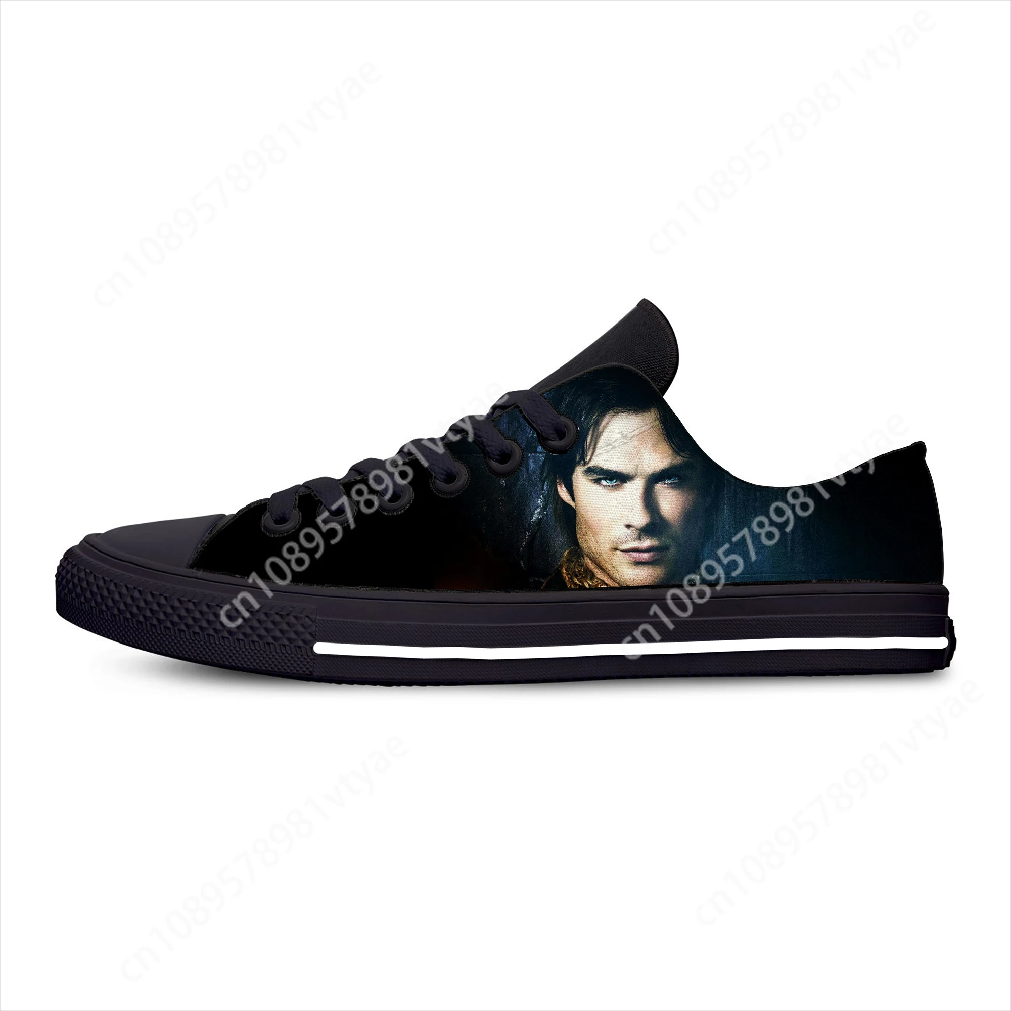 Hot Cool 3D The Vampire Diaries Damon Salvatore Fashion Funny Casual Cloth Shoes Low Top Classic Board Shoes Men Women Sneakers