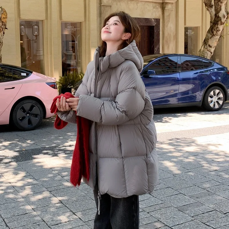 

Простой зимний теплый пуховик средней длины с капюшоном, однотонное стеганое пальто на флисовой подкладке, женское пригородное хлопковое пальто, Ropa Mujer