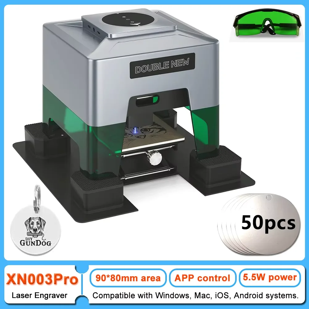 XN003Pro Wireless Bluetooth Laser Engraver For Carving Stainless Steel Tools 5.5W Mini Wood Cutting Machine, Send 50 Blank Tags