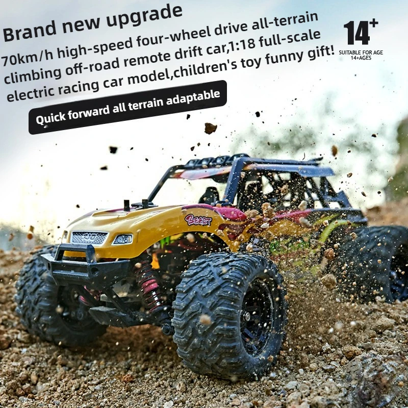 70km/h High-speed 4WD Rc Truck,ff-road Rc Drift Car,Professional Bigfoot Racing Rc Cars,Toys for Kids,Kawaii Toy Car Funny Gift