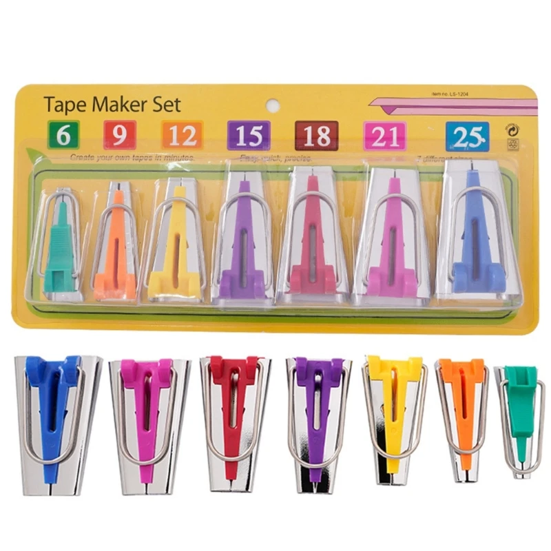 Fabric Bias Tape Maker Tool Tape Maker Tool Set 6/9/12/15/18/21/25mm Easy to Use Dropship