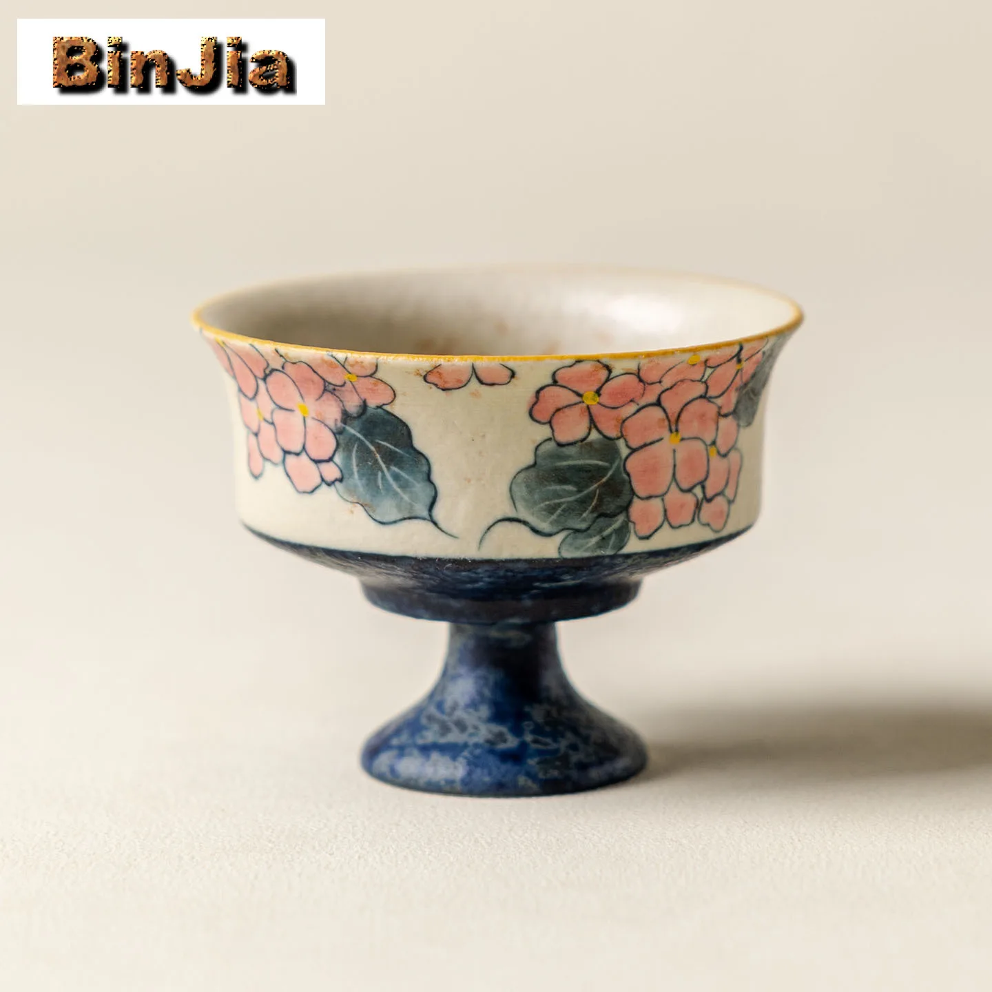 

40ml Hand-painted Hydrangea Teacup Ancient Tea Bowl Tea Cup Set Tea-tasting Smelling Cup Chazhan Master Cups Tea Services Craft