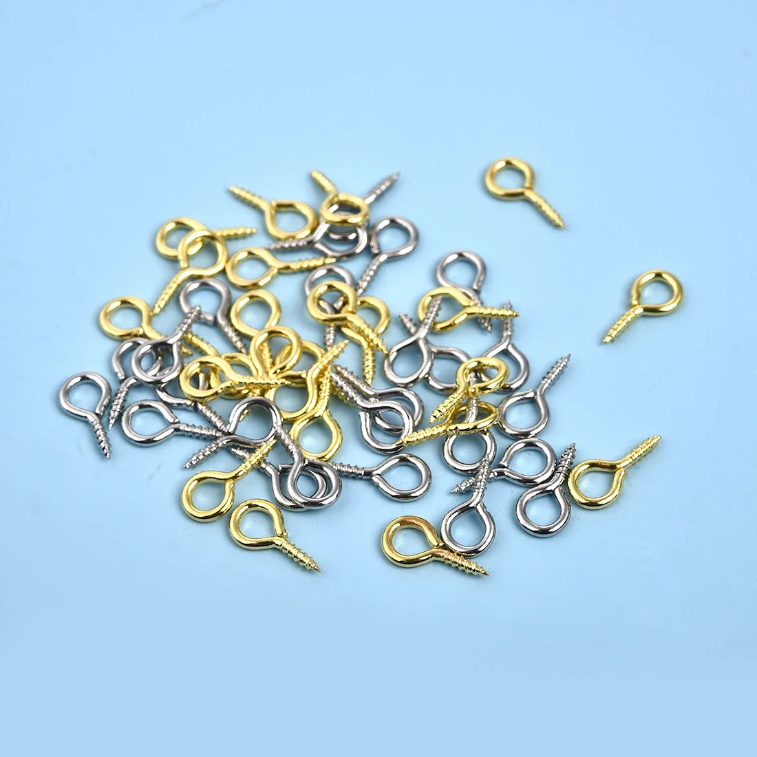 100pcs 5 Color Mini Eye Pins Eyelets Screw Hooks Threaded Clasp 4*8mm For Jewelry Making Accessories Findings DIY Pendant Charm