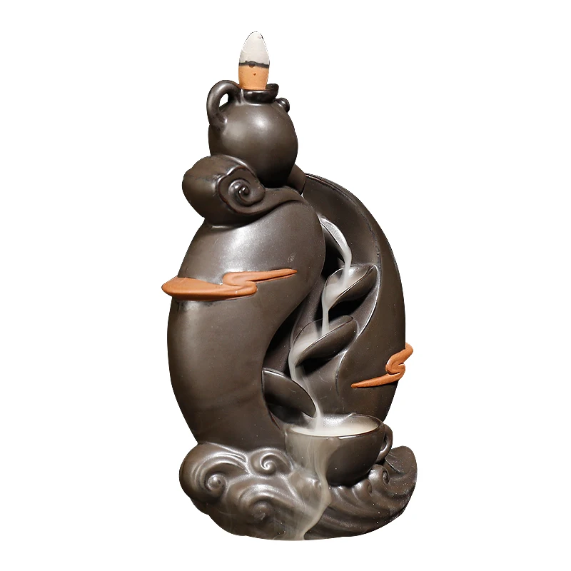 

Handmade Zen Incense FengShui Waterfall Ceramics Home Decor +10Pcs Cones-14*8.5*18cm