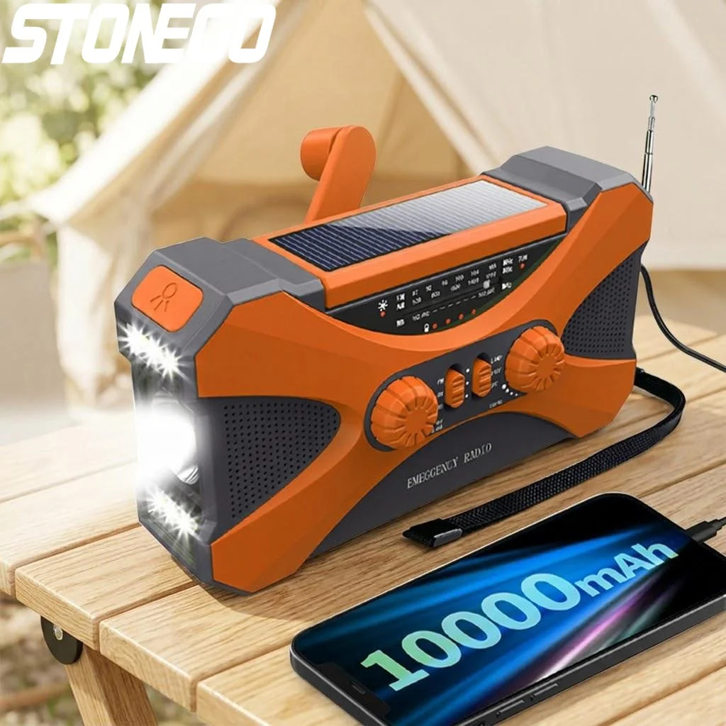 

Portable Solar Crank Radio AM FM NOAA Weather Alert with 10000mAh Stereo Speakers Phone Charger LED Torch SOS Alarm