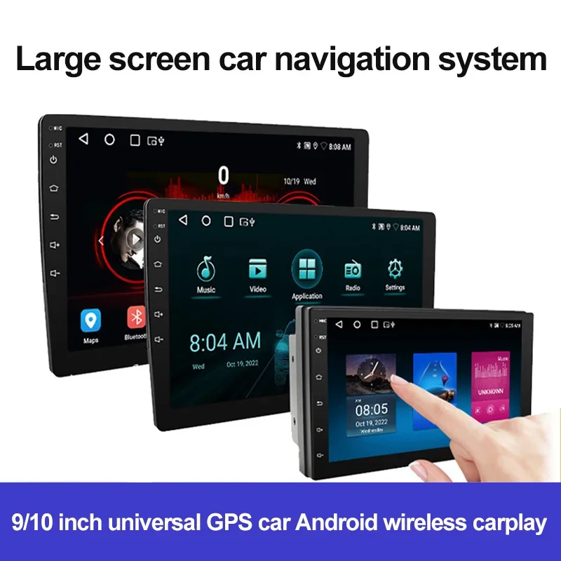 Universal Android 9/10 Inch 2+32G IPS Wireless Carplay Bluetooth GPS Large Screen Car Navigation Rear View Reverse TV Display