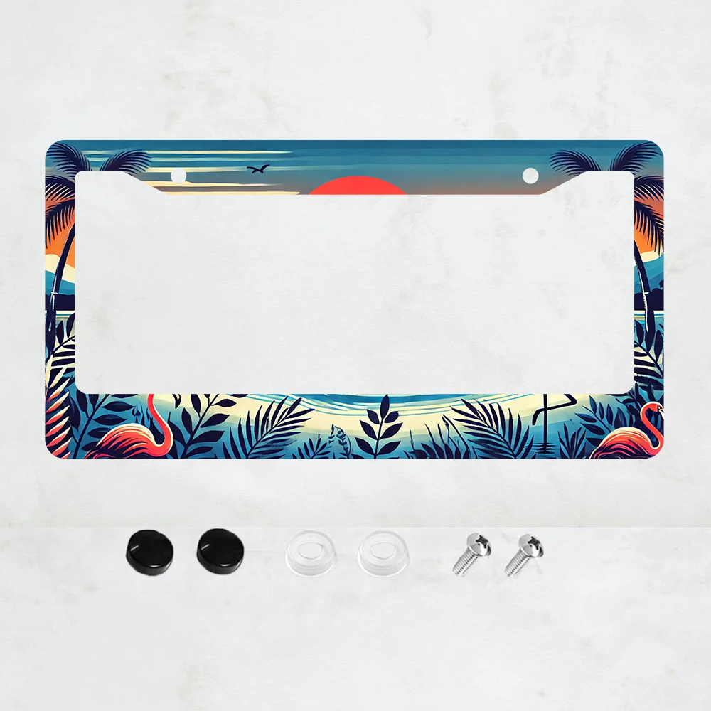 

1PC Pink Flamingo License Plate Frame Bird Animal Aluminum License Plate Frame - 6 x 12 Inch US Standard Size, Decorative Car