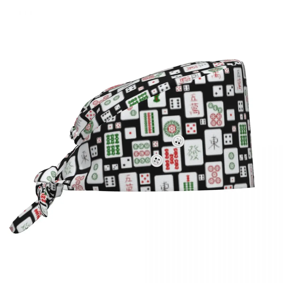 Mahjong Tiles Game Dice Scrub Hat Doctor Working Surgical Cap Unisex Adjustable Nursing Caps for Dentist