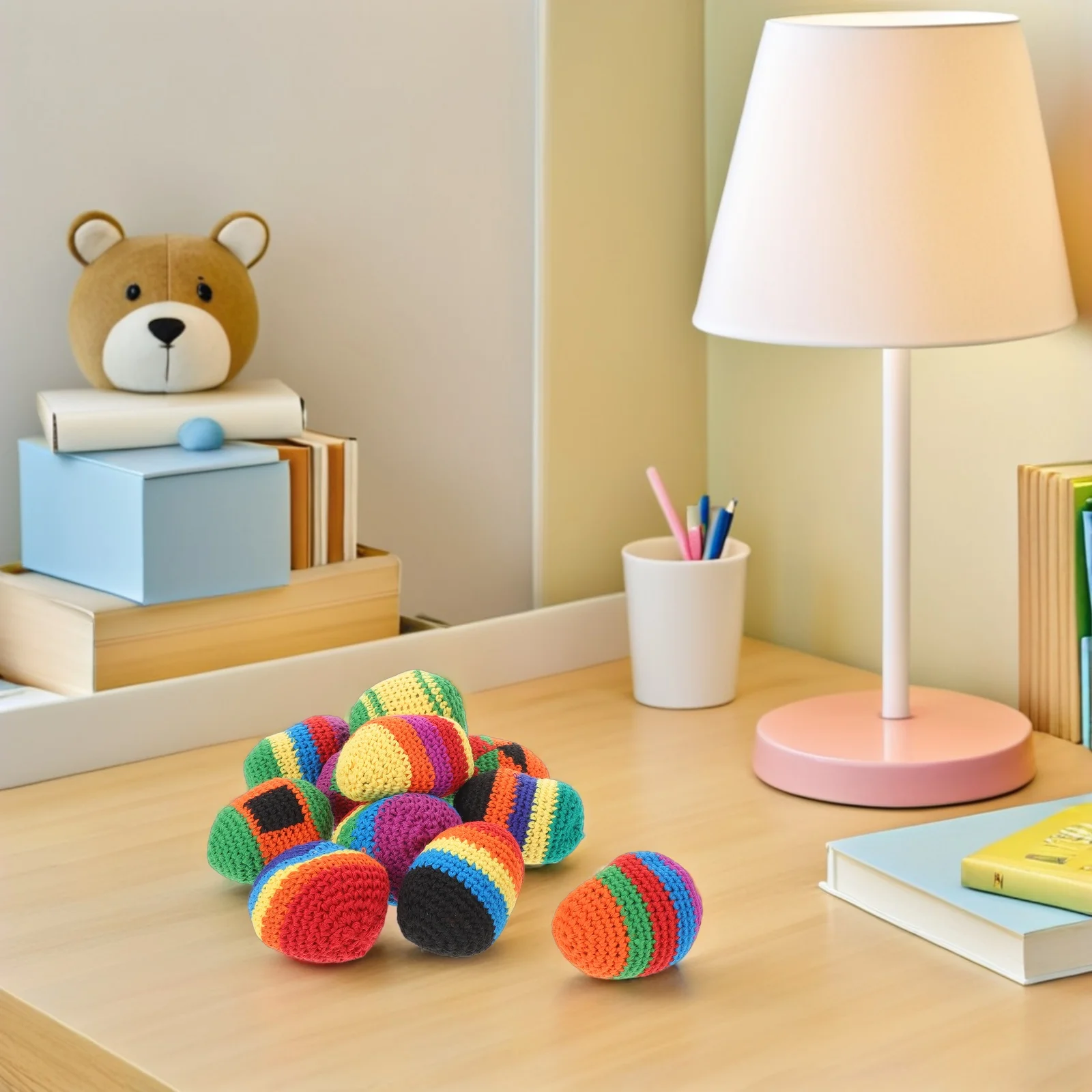 

12 Pcs Hand-woven Sandbag Bean Mini Small Beanbags for Kids Children's Knitted Toys Toss Toddler