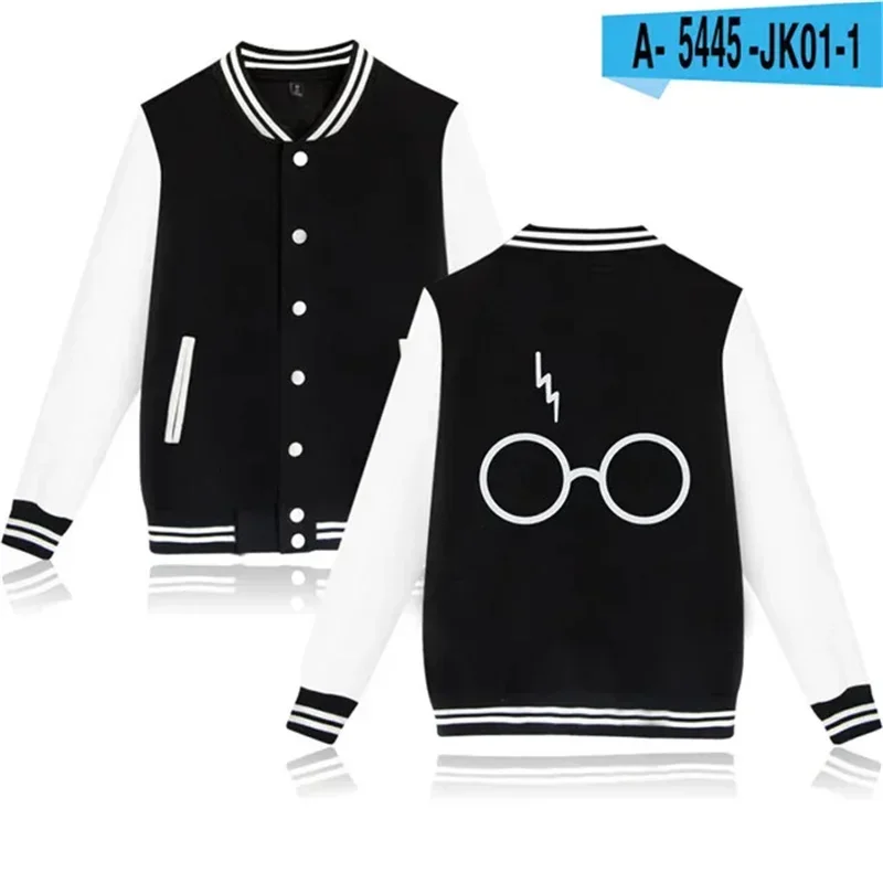 Harrys Glasses Print Baseball Uniform Coat Men Women long sleeve Sweatshirt Streetwear Regular Jacket