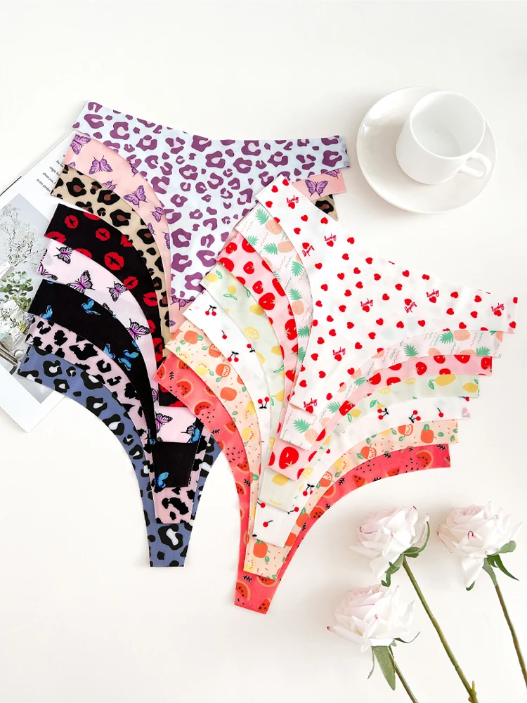 FINETOO 7-Pieces Graphic Print Seamless Underwear For Women Sexy Ultra Soft Thongs Comfort Leopard Breathable Panties Lingerie - Image 2