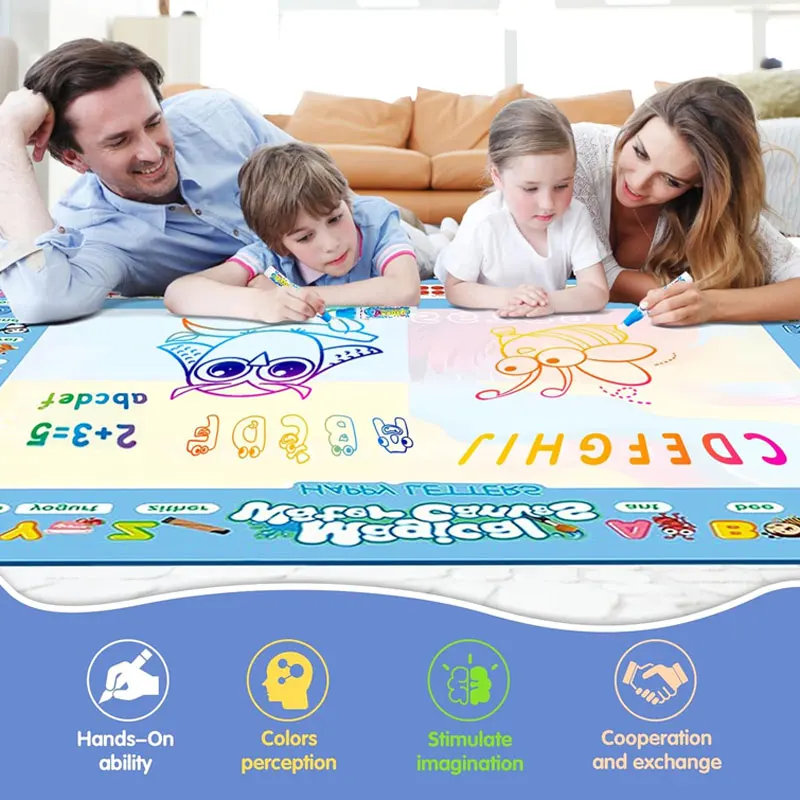 Tapis de gribouillage d'eau coloré pour enfants, 15.76 "× 12.6", jouet éducatif Montessori, tapis de dessin pour garçons et filles de 3 à 8 ans, cadeau pour tout-petits