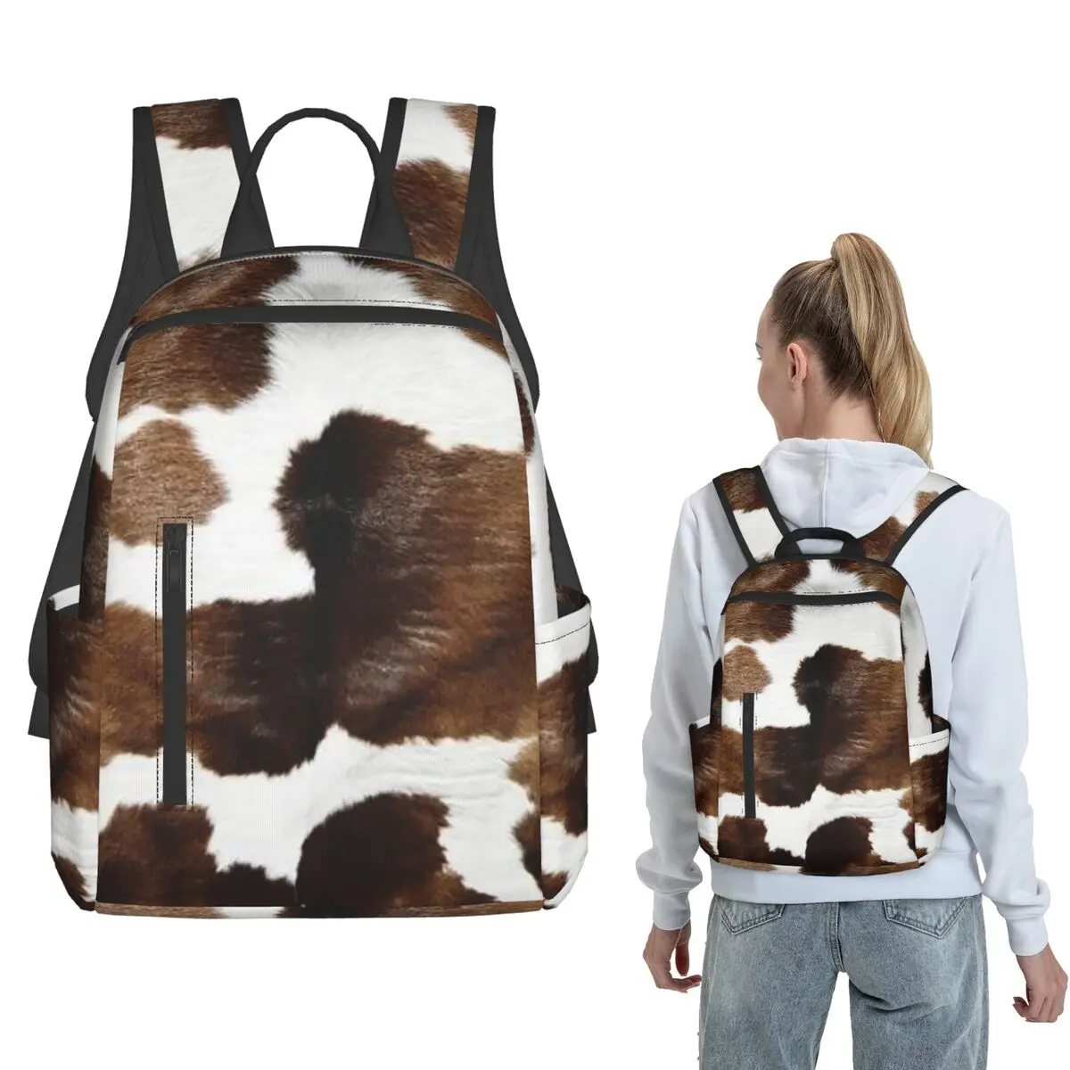 Rustic Ranch Cow Print Backpack Daypack Boys Girls BookBag School Bag Shoulder Bags for Men Women