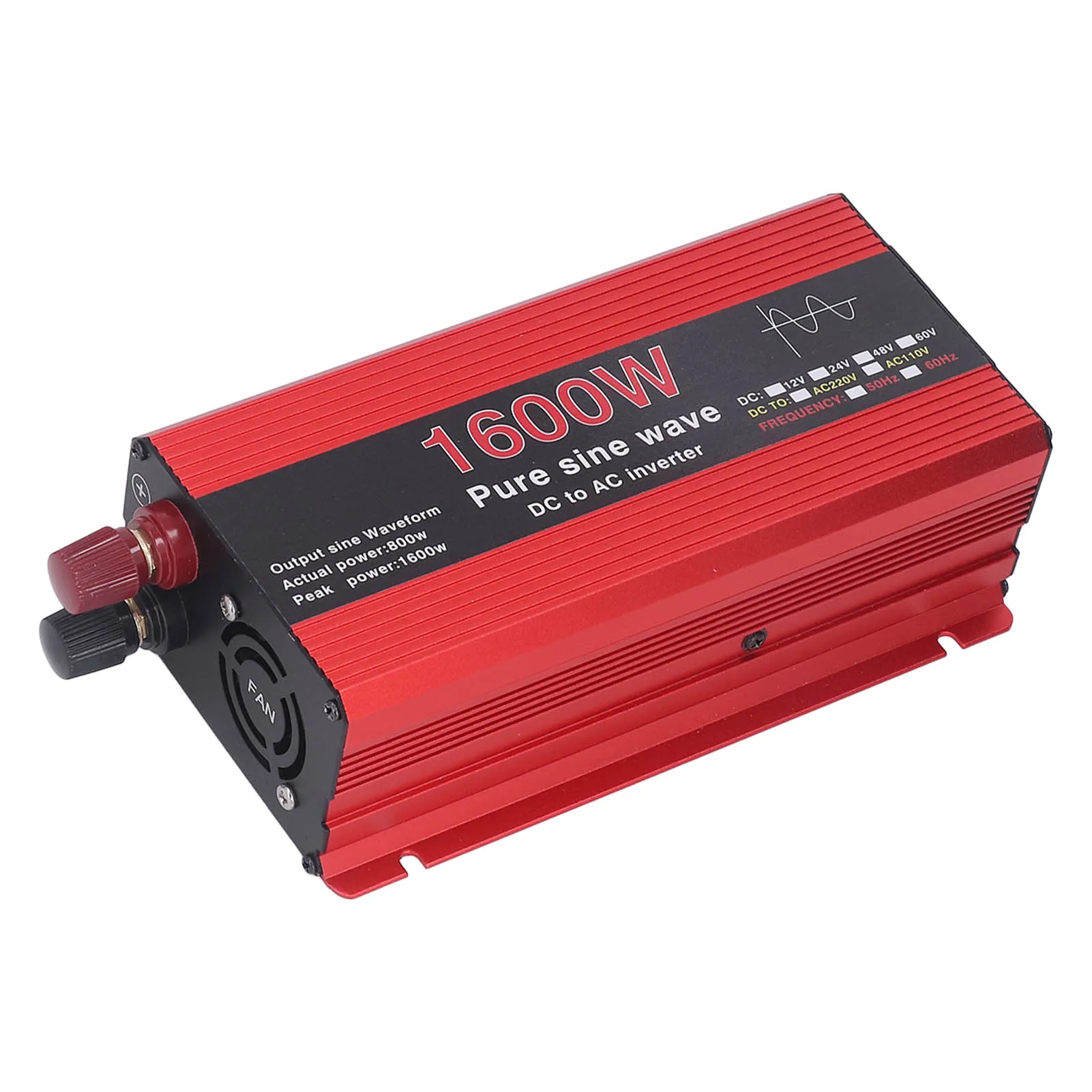 Inversor de onda sinusoidal pura 1600W protector de aleación de aluminio inversor Solar de coche al aire libre para barco DC12V a AC220V
