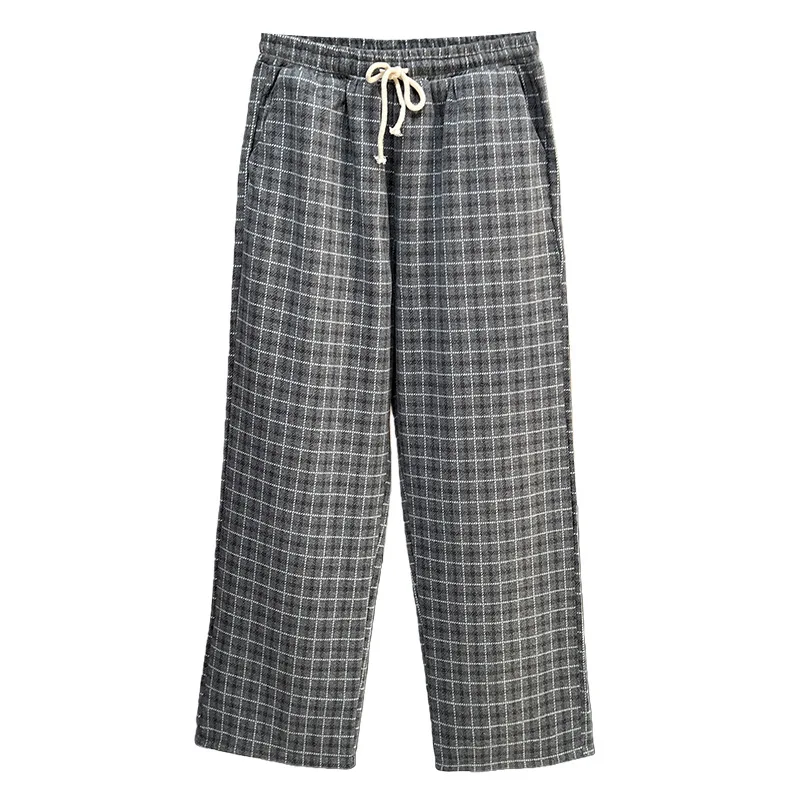 

XXXXXL модные женские прямые брюки больших размеров, осень-зима, новые стильные твидовые повседневные шерстяные длинные брюки в клетку 1737