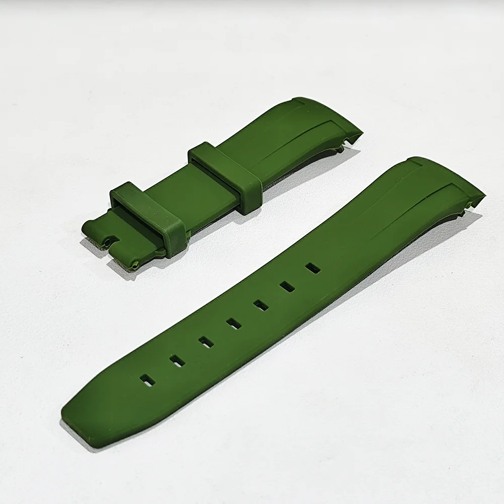 

20mm Width Green Watch Strap Rubber Stainless Steel Diving Strap Men's Fits GMT Case Watch bands watches AccessoriesTool