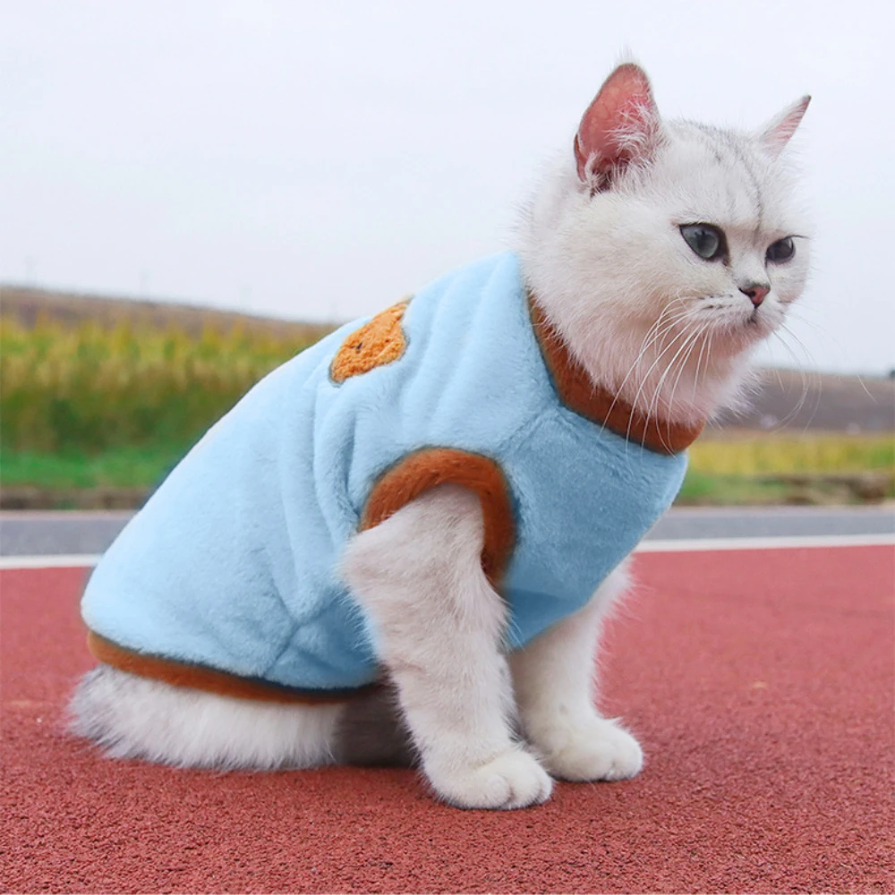 חורף מעובה חתולים בגדים חתול חם בגדים חתול קריקטורה רקמה קטיפה מחמד בגדים אביזרים katen