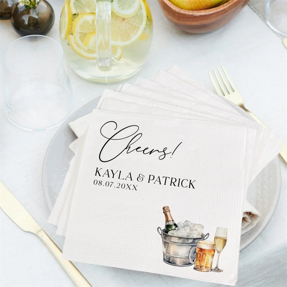 50PCS Cheers to Love Napkins | Personalized Wedding Napkins | Custom Engagement Napkins | Rehearsal Dinner Napkins | Cocktail Lu