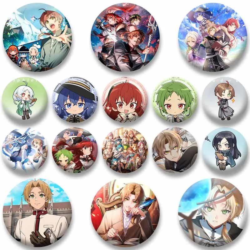 Anime Mushoku Tensei Jobless Reincarnation Badges Cartoon Role Brooch Hat Clothing Backpack Accessories Lapel Pins Jewelry Gifts