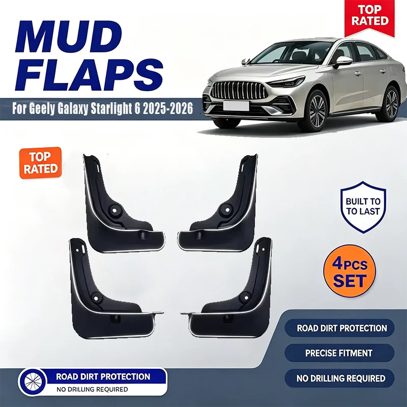 For Geely Galaxy Starlight 6 2025-2026 4PCS Mud Flaps Splash Guards Front Rear Wheel Fender Mudguards Car Exterior Protection