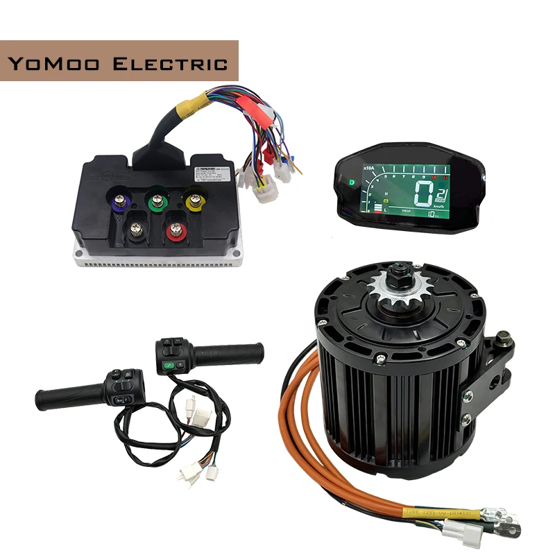 

QS138 4000W 90H 72V 6500RPM Peak 12000W PMSM Mid Drive Motor with Fardriver ND72680 Controller, DKD Display, T08 Throttle Kits