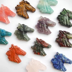 1Piece Natural Stone Horse Head Carved Pendant. Natural Gemstone Horese Head Carving for Necklace