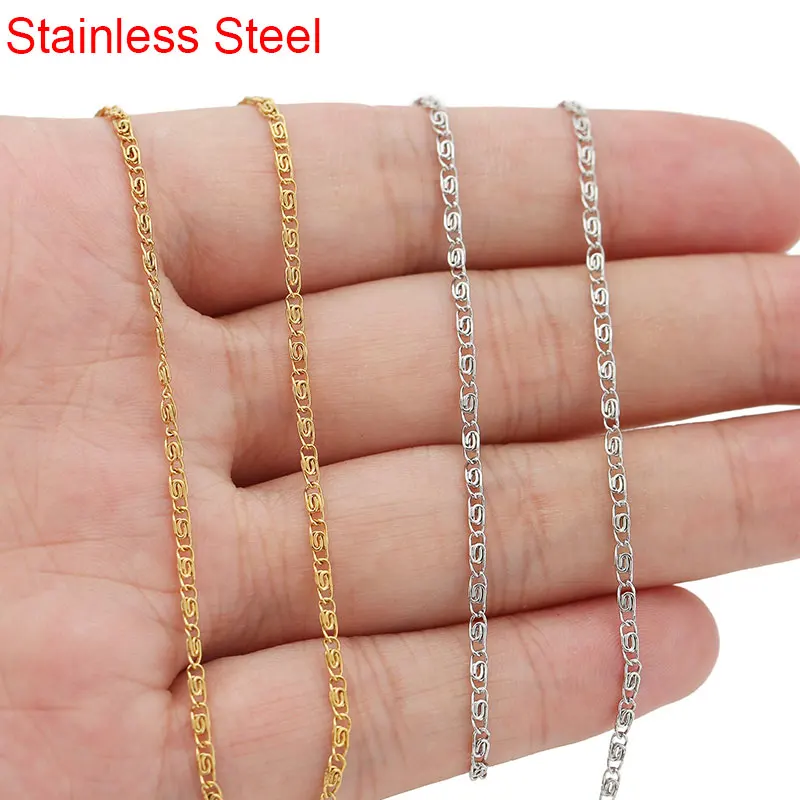 2meters Stainless Steel Chains Bulk PVD Never Fade Diameter 2mm Link Necklace Chains Lot for Diy Bracelet Jewelry Findings