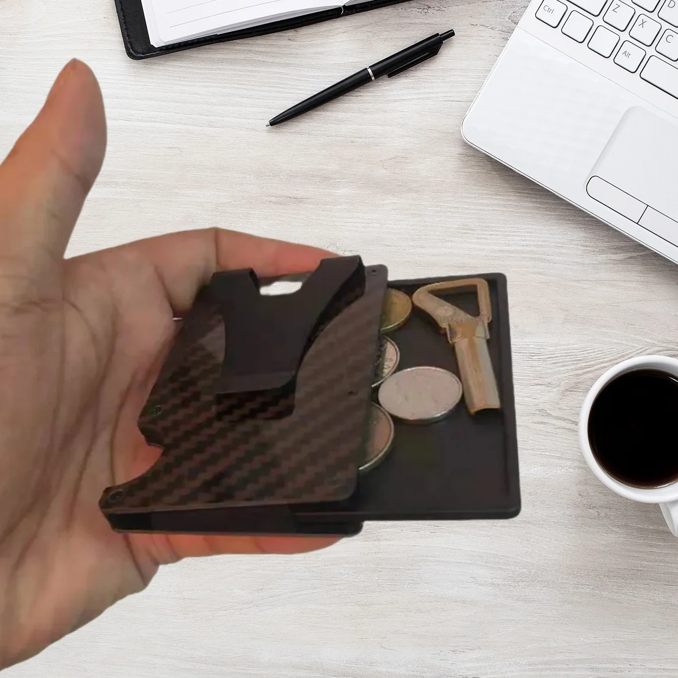 Men's Slim RFID Aluminum Metal Wallet Coin Key Tray Storage Organizer Business Card Holder Cash image 5