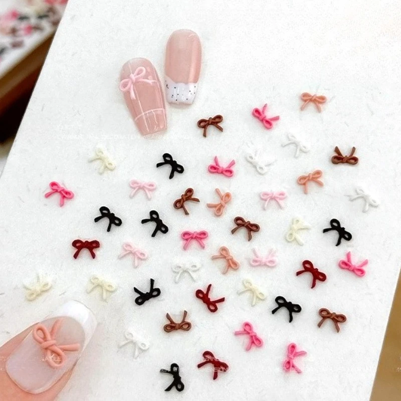 Gemengde Leuke Mini Kleurrijke Hars Lijn Strik Strikje Lint Nail Art Decoraties DIY Manicure Steentjes Accessoires Groothandel