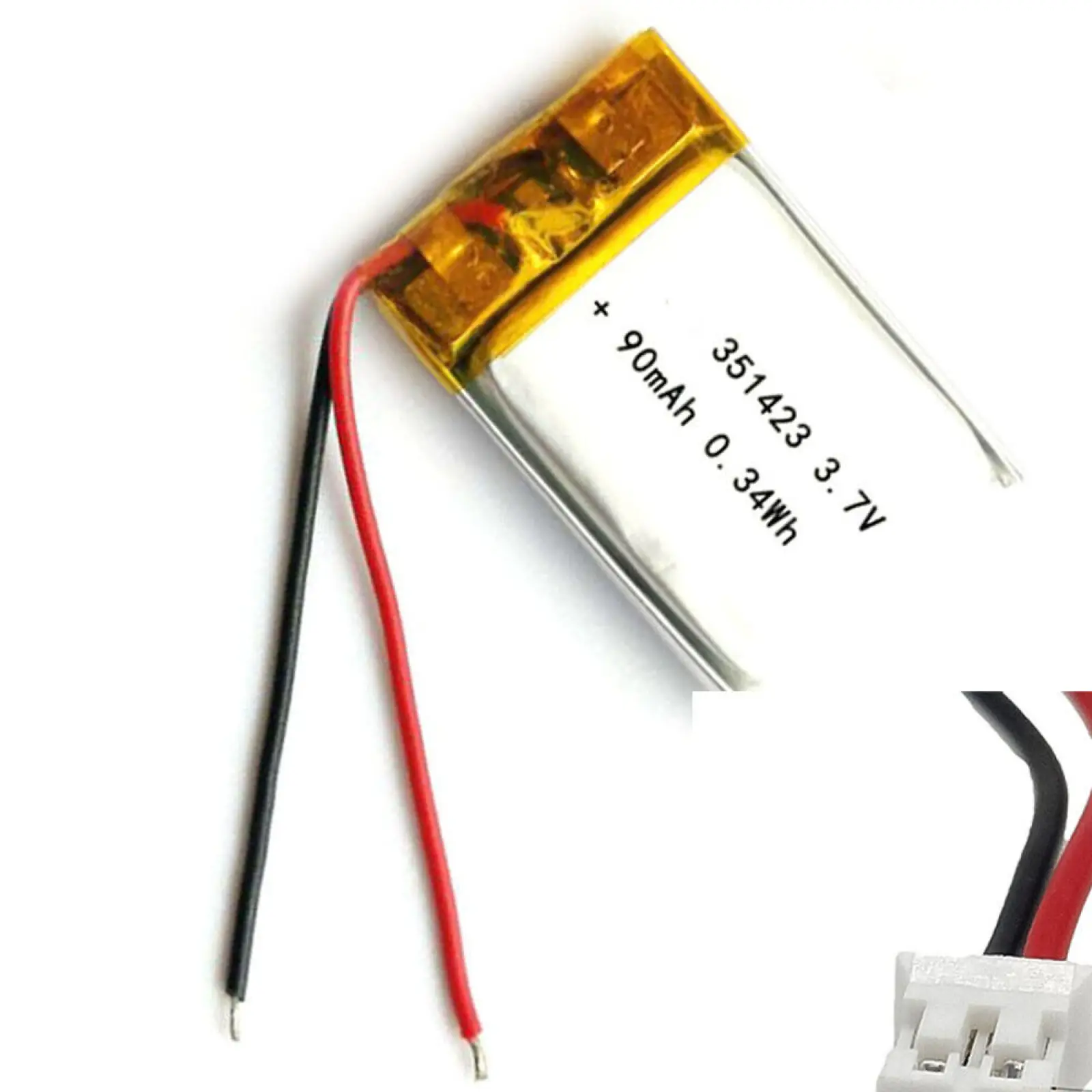 3,7 В, 90 мАч, 351423, литий-полимерный литиевый аккумулятор JST-PH, 2 контакта 2,0 для GPS-зарядки, мощность, электрические игрушки, MP3, DVD, умные часы