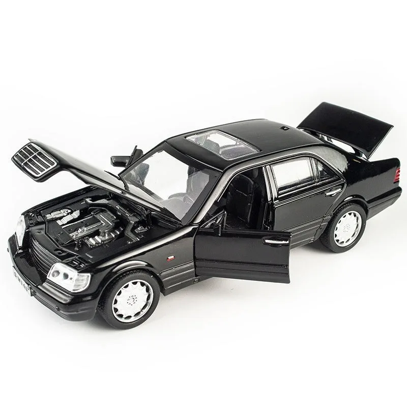 Diecast BWM S-W140 Classic Alloy Car Model 1/32 Simulation Voiture Miniature With Sound Light Collective Toy Vehicle Boy Gift