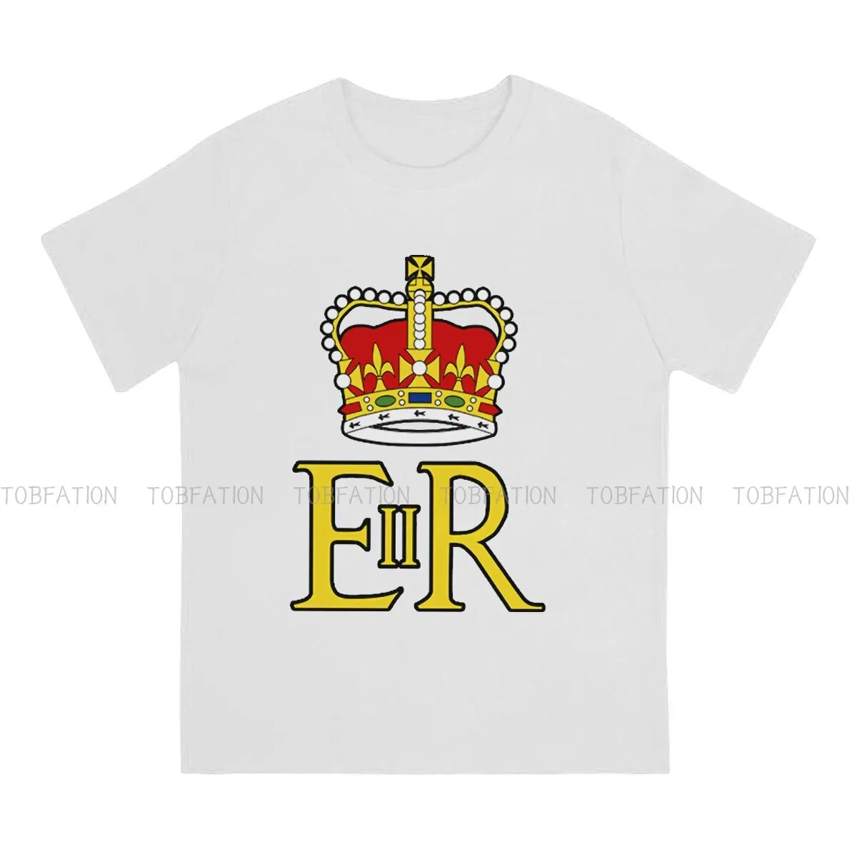 ER Crown UK Monarch God Save The Queen O Neck TShirt Her Majesty Queen Elizabeth II Pure Cotton Classic T Shirt Man's Clothes