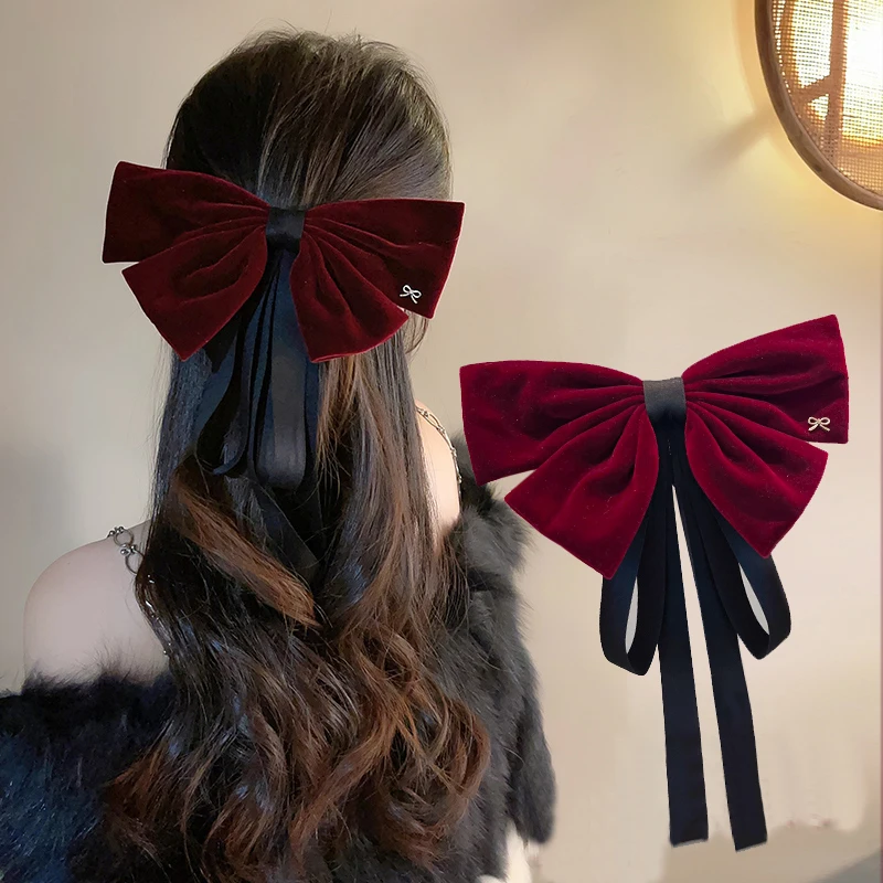 

1PC New Winter High-quality Oversized Barrette Bow Hair Clip For Woman Velvet Face Small Back Headwear Hairpin Hair Accessories