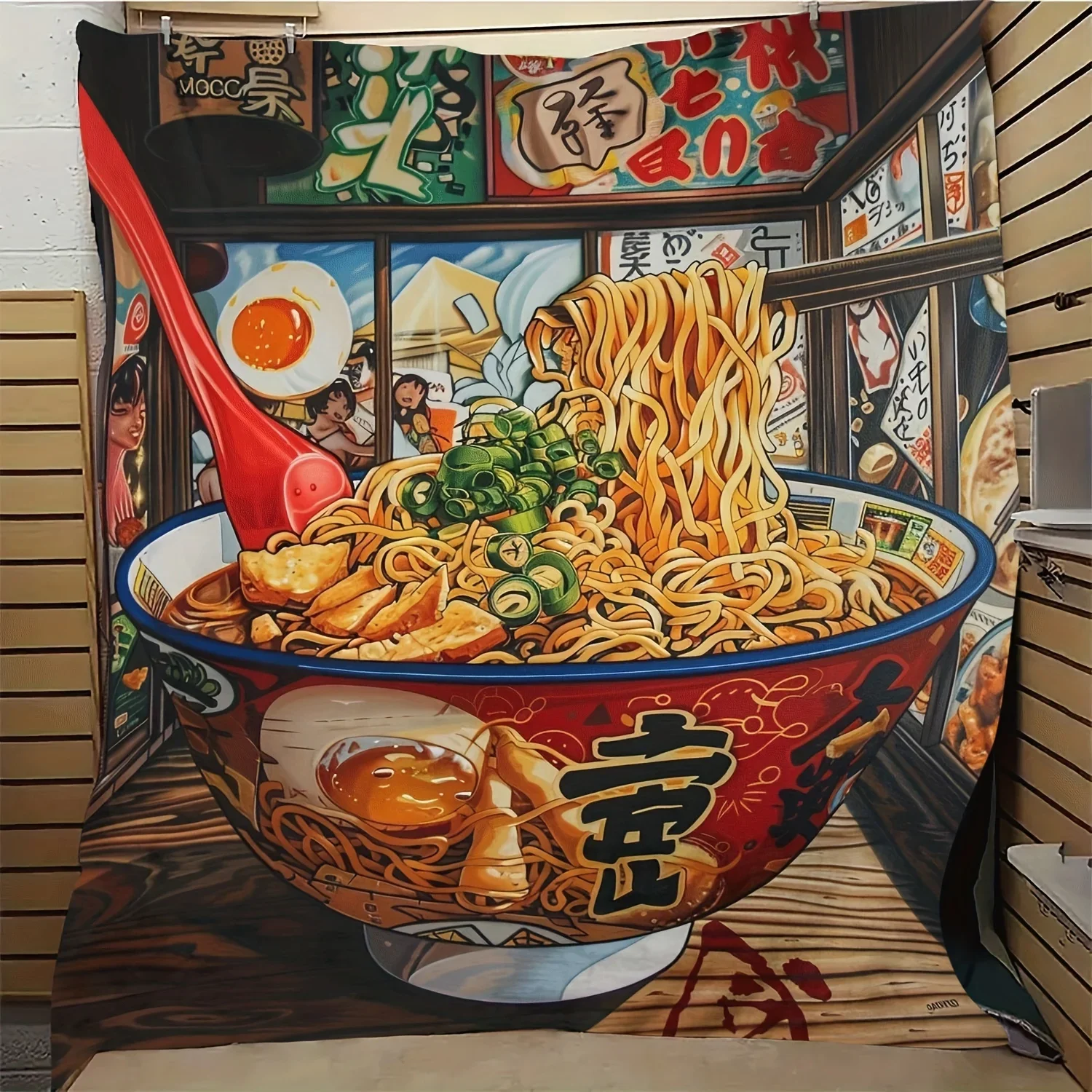 Kawaii Ramen Bowl Throw Blanket Japanese Food Lover Gift Cozy Anime Style Couch Throw