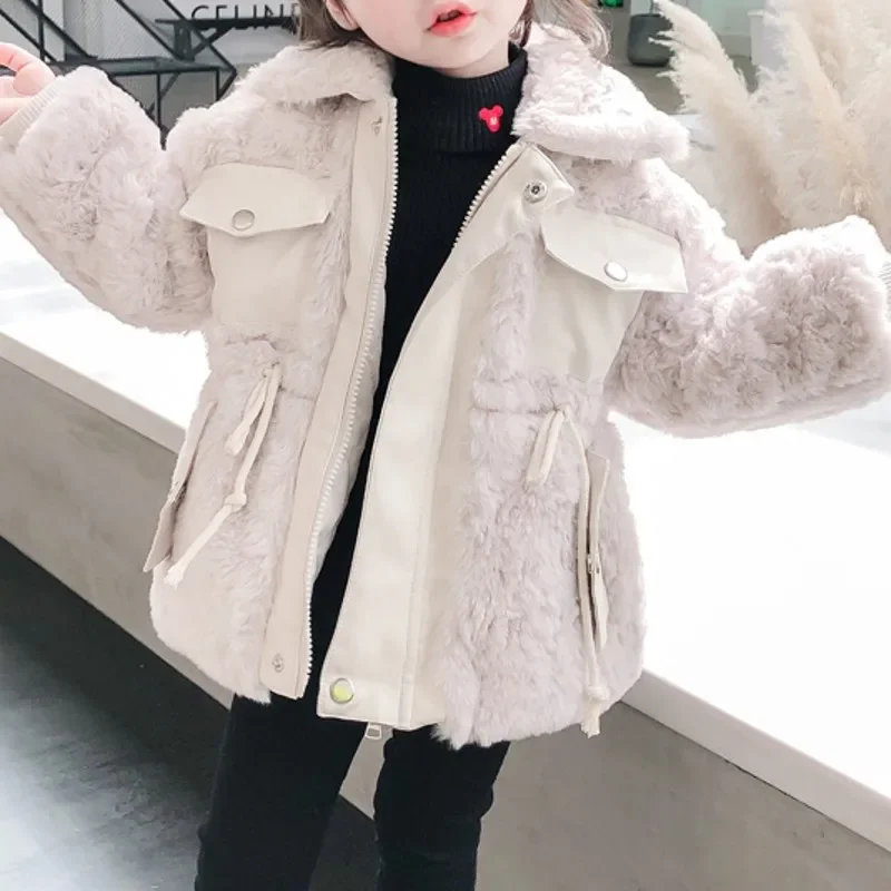 

New Winter Jacket Girls Fur Kids Thickness Cotton-padded Children Girls Winter Coat 2021WT043