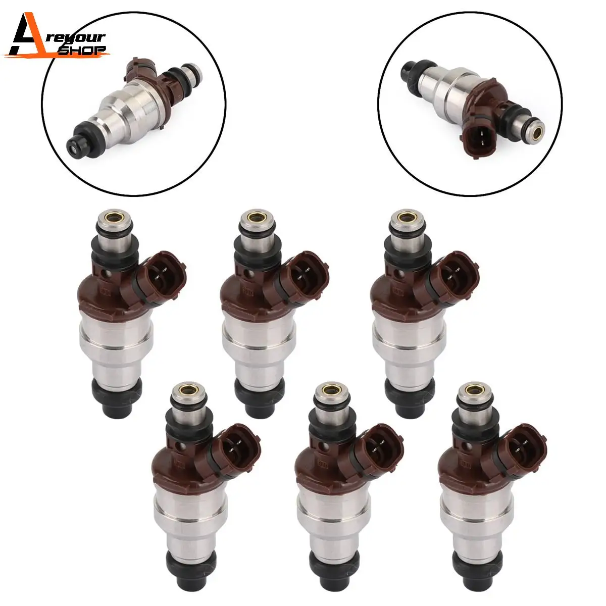 Areyourshop 6pcs Fuel Injectors fit For 4Runner Pickup 1989-1995 3VZE 3.0L V6 T100 1993-1994 22842-12130 23250-35040 Car Parts