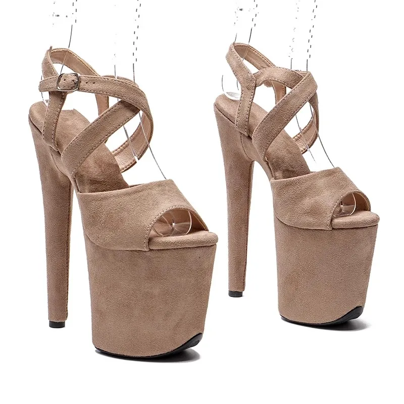 

Women Fashion 20CM/8inches Suede Upper Plating Platform Sexy High Heels Sandals Pole Dance Shoes 252