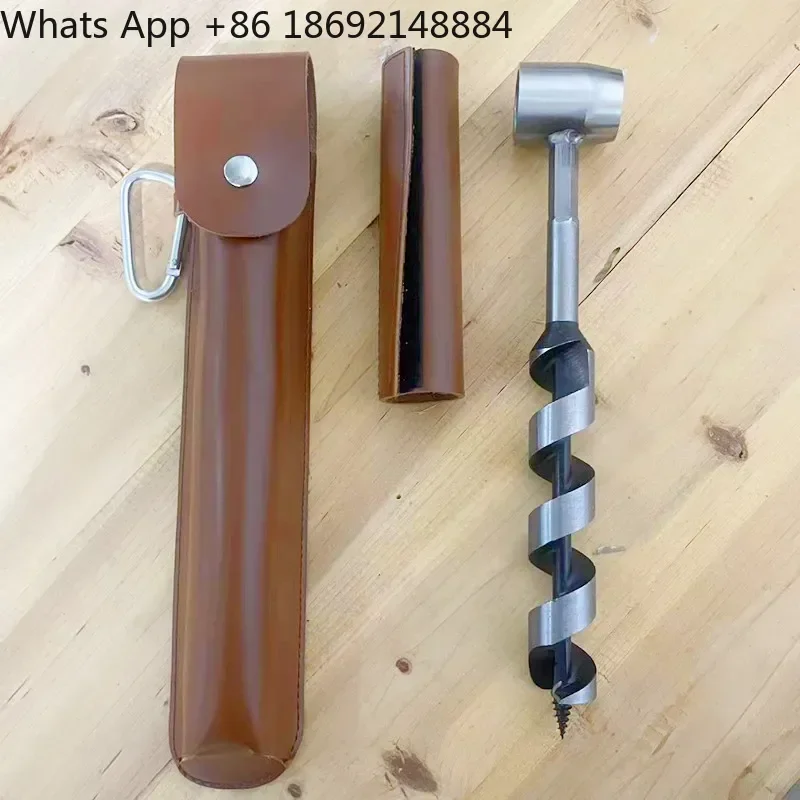 Extended Outdoor Survival Drill PU Leather Case Manual Hand Twist Drill