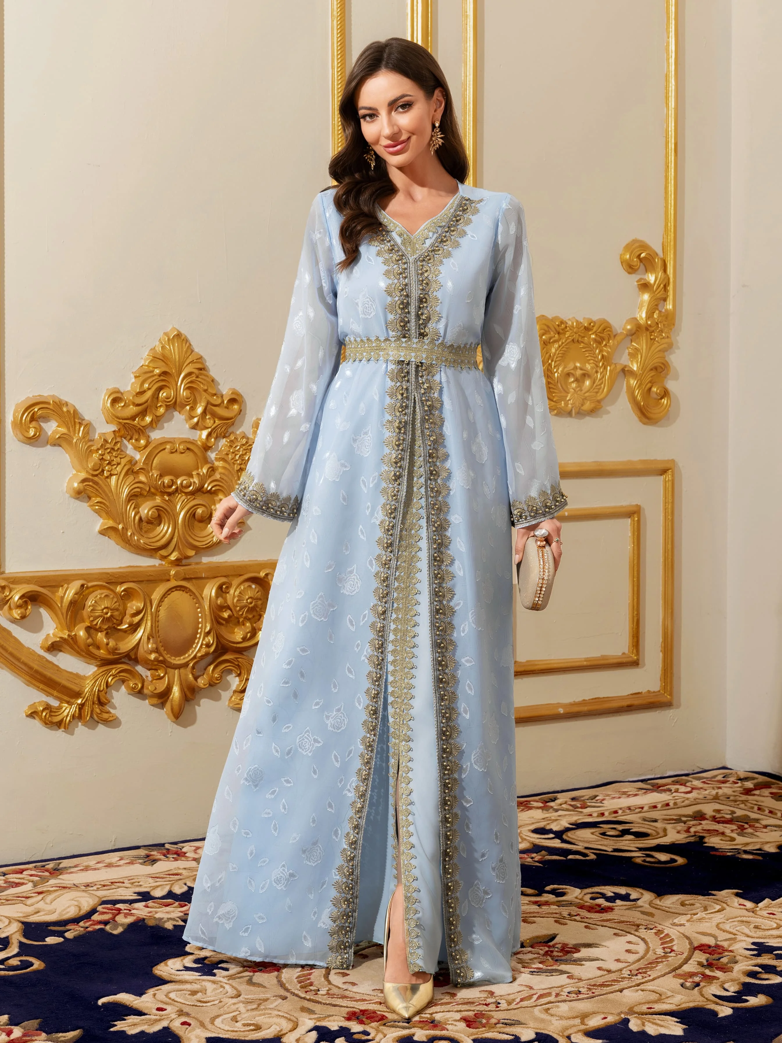 Abaya musulmano Abito maxi caftano floreale marocchino per donna Arabo islamico Dubai Robe Abbigliamento da preghiera Ramadan