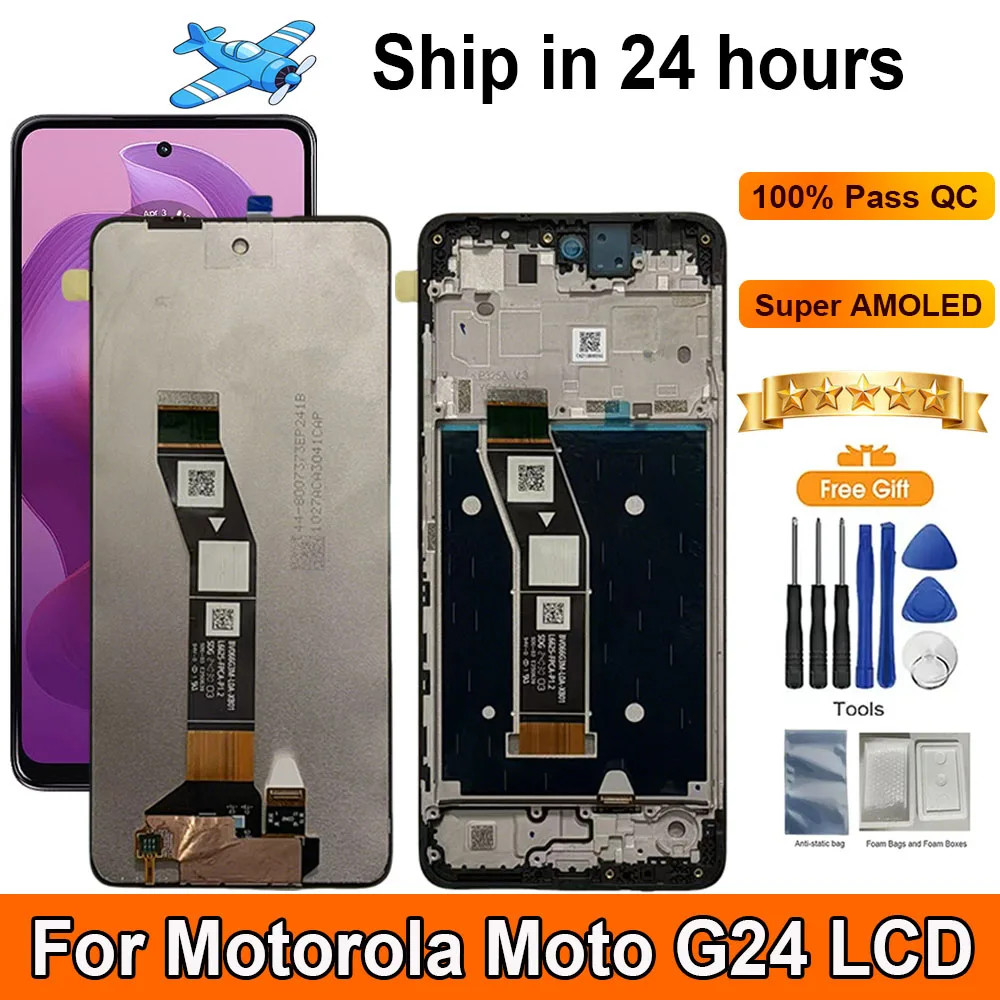 6.56‘‘For Motorola Moto G24 LCD Display Touch Panel Digitizer AAssembly Replacement LCD With Frame XT2423-1, XT2423-3