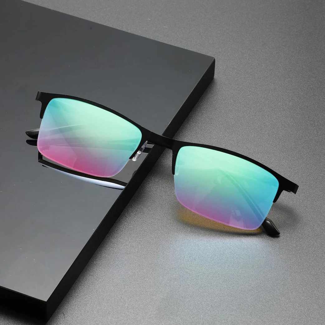 New Sunglasses Women Men Rectangle Glasses Female Eyewear Correcting Special Red Green Blind Color Weak Glasses Male Eyeglasses