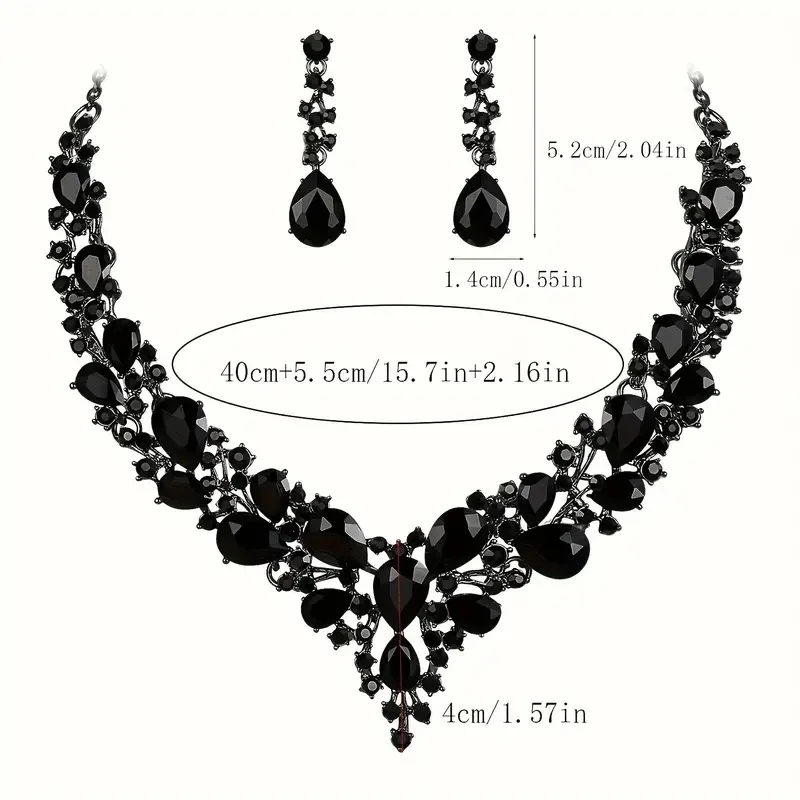 3pcs Women\'S Fashionable Jewelry Set Luxurious Minimalist Rhinestone Crystal Ball Wedding Women\'S Necklace Earring Accessory Set