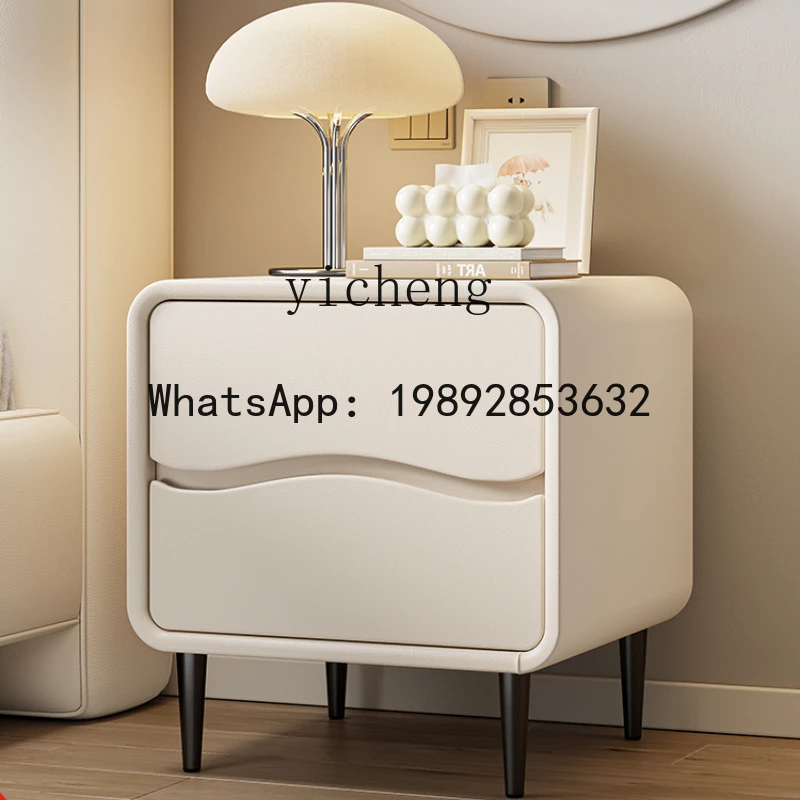 

z7 light luxury high-end bedside table simple modern solid wood wave bedside storage cabinet