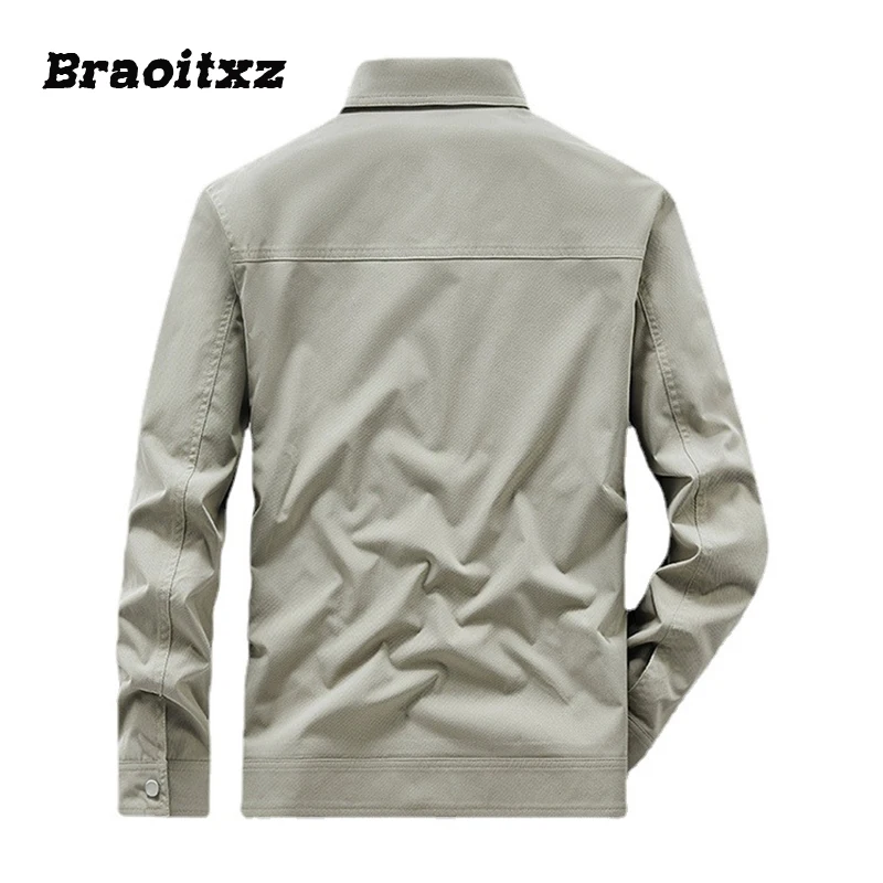 New Men Spring Autumn Fashion Casual Breathable Cargo Jacket Coats Men Lapel Collar Versatile for Everyday Use Cargo Jacket Men