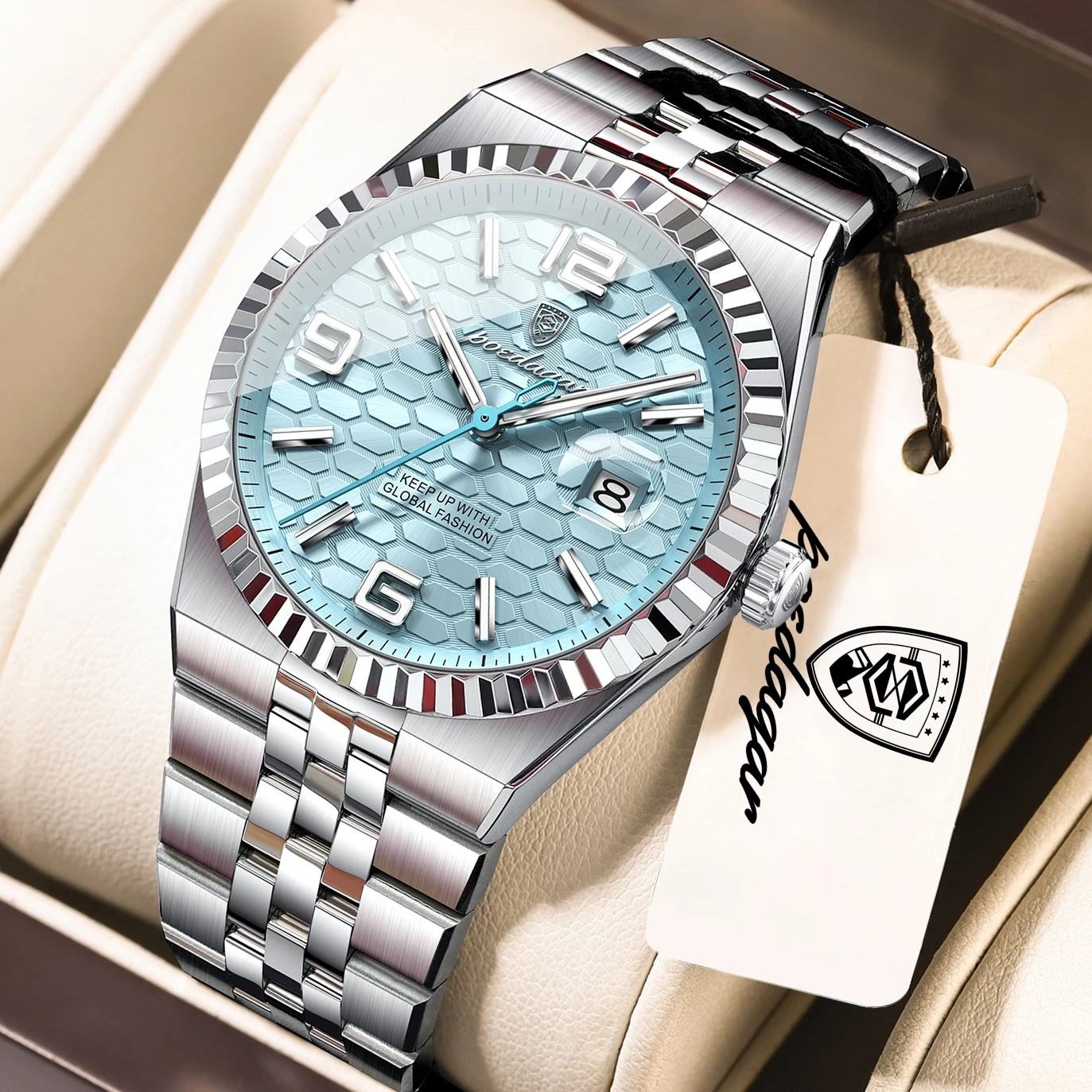 POEDAGAR Top-Mode Herrenuhr Wasserdicht Leuchtend Datum Sport Herren-Armbanduhr Edelstahl Quarz Business Herrenuhren Reloj