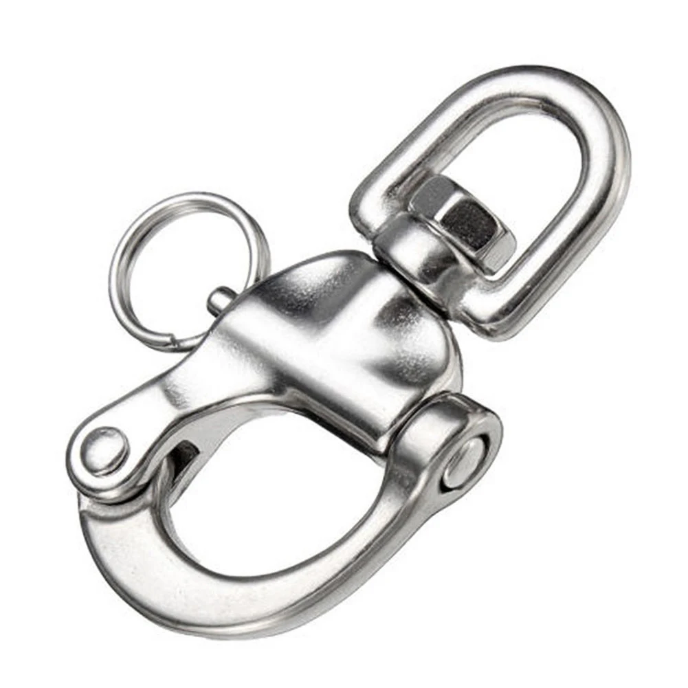 

SALE 70mm Spring Buckle Swivel With Snap Shackle Panic Hook Eye Fork 316 Stainless Steel Openable Keyring Car Boat Accessories