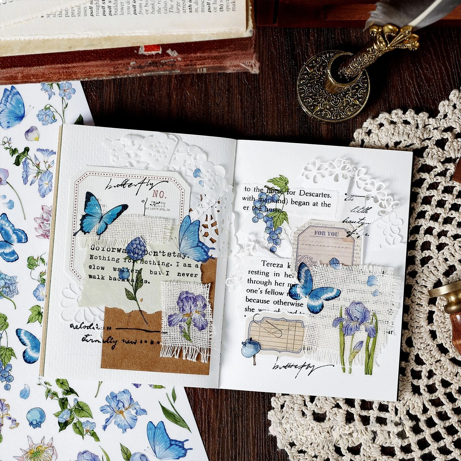 1 PC Butterfly Island Series Transfer Stickers,Fresh Style Plant Pattern Decoration Supplies for Journal Scrapbooking DIY Crafts