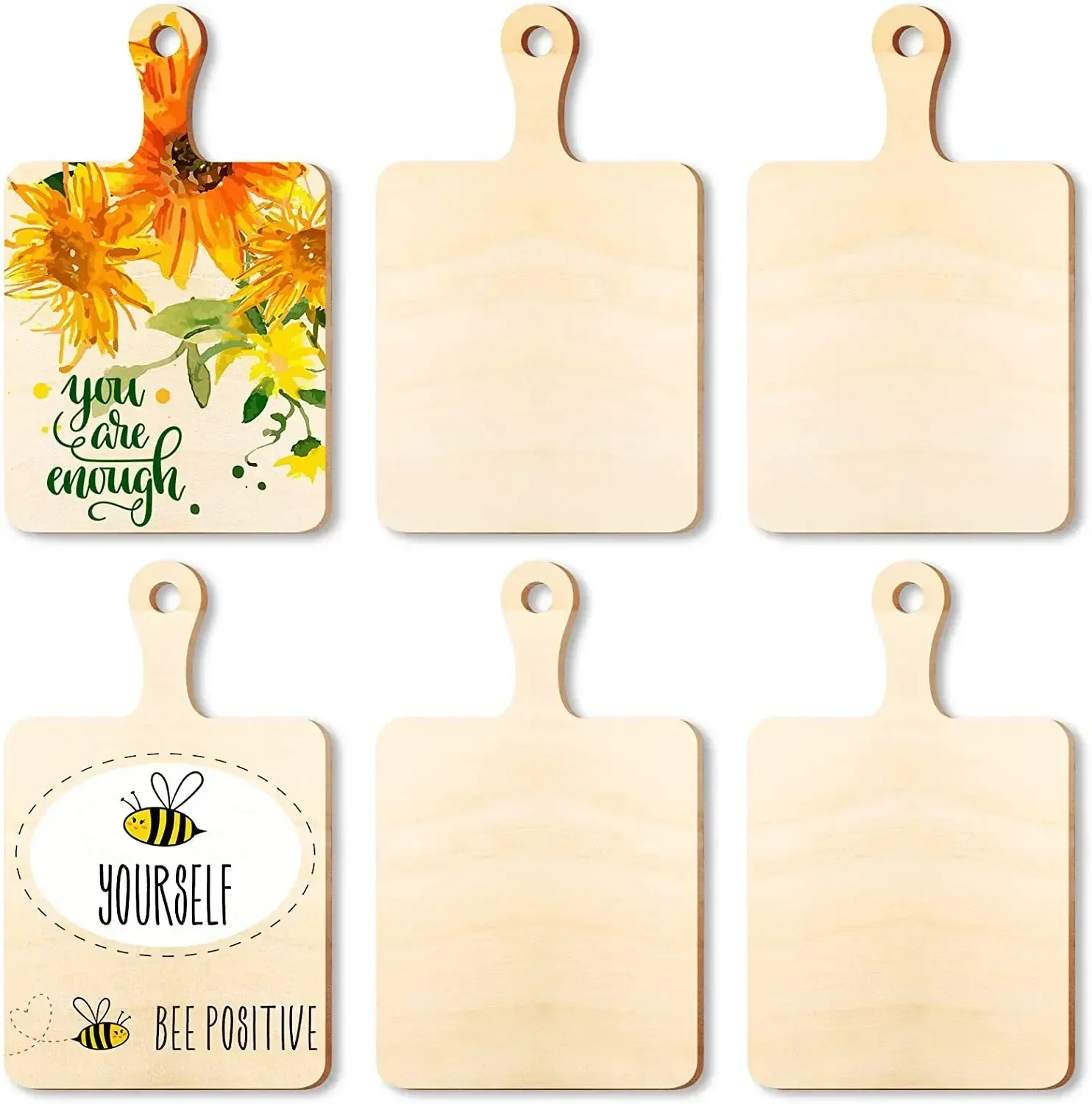 Mini Wooden Cutting Board Paddle Shaped Cutting Board with Handle Children's Kitchen DIY