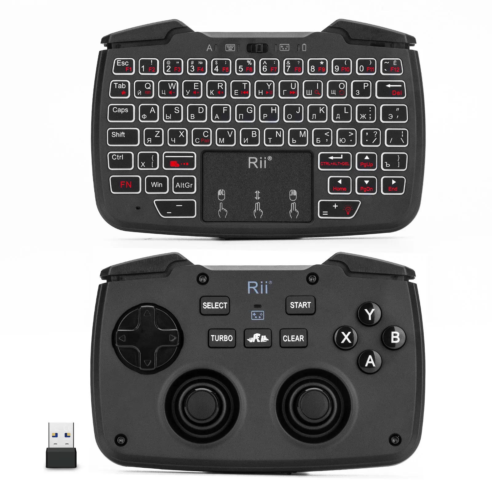 Rii RK707 Mini klawiatura Bezprzewodowy uchwyt do gier Przenośny, lekki z wbudowanym touchpadem, dla systemu Android, Windows TV, PS4, PC, iPad