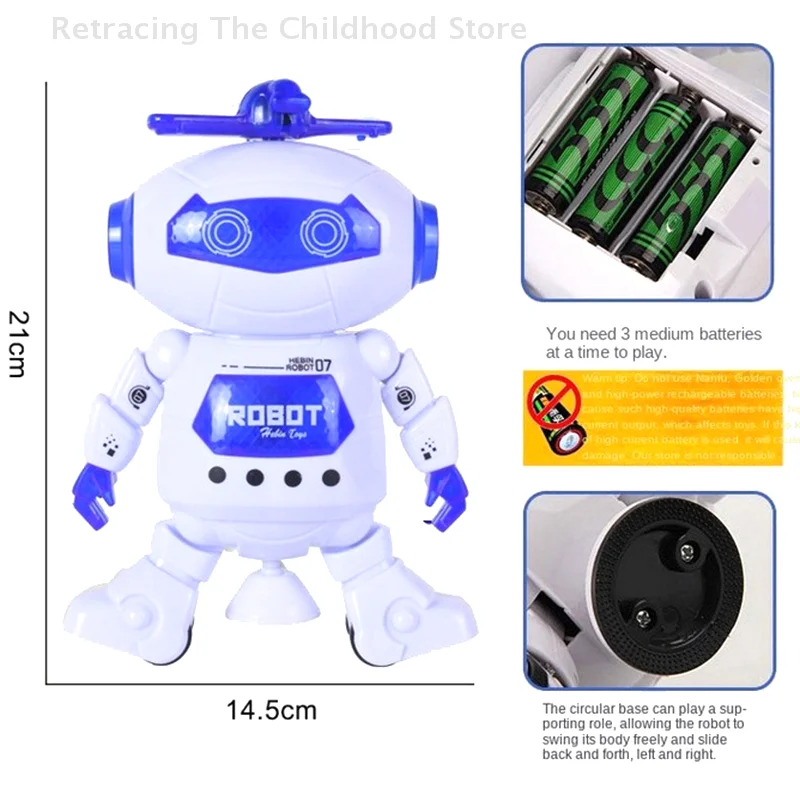 1 stks Kids Robot Roterend Dansspeelgoed Met Muziek LED Licht Elektronisch Wandelspeelgoed Leuk Speelgoed Voor Jongens Meisjes Verjaardag Kerstcadeau